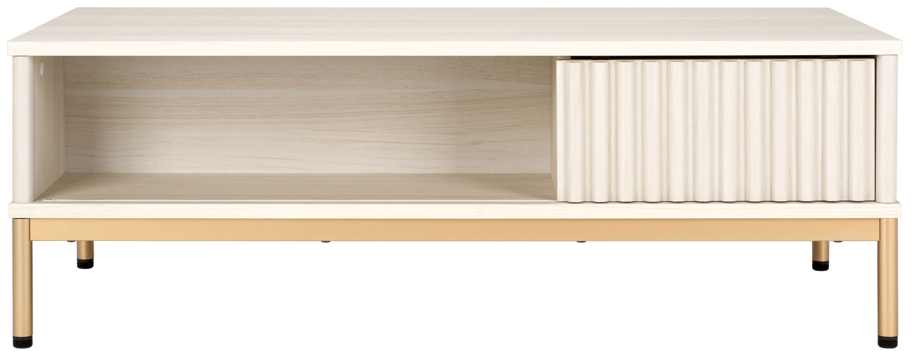 Lylia 2 Door Coffee Table - Bleached White / Gold - Safavieh - Image 7