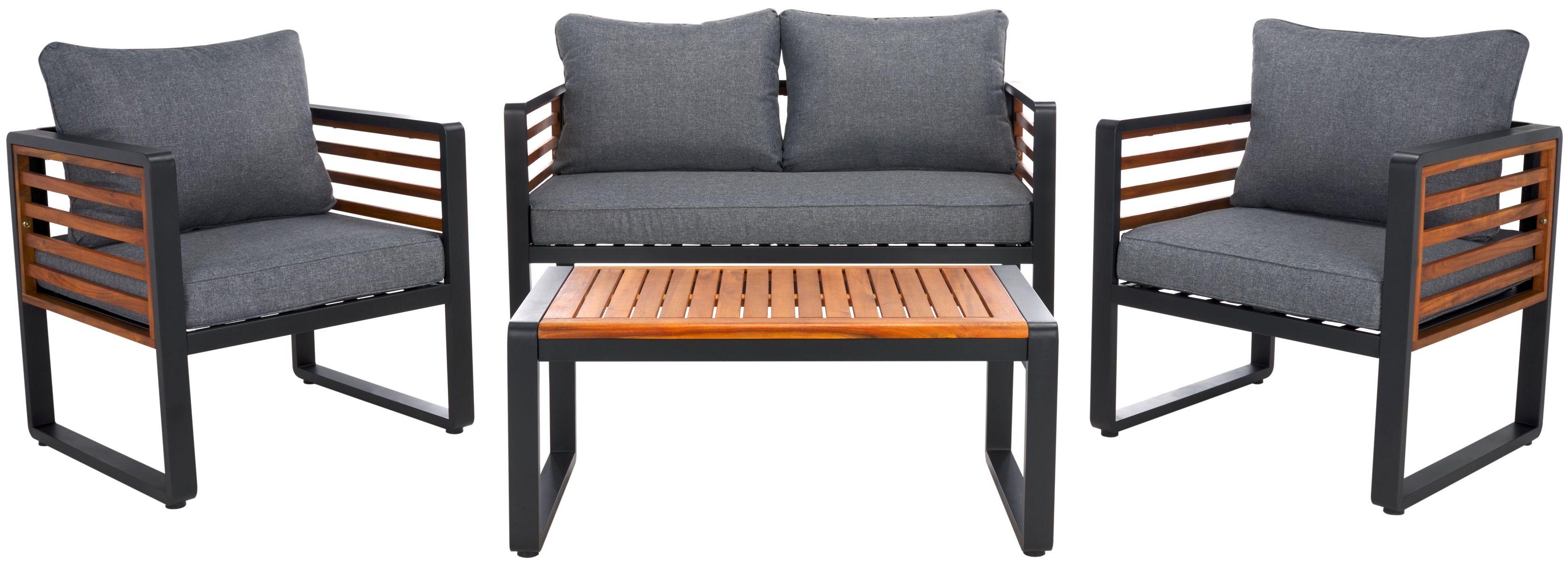 Indoor-Outdoor Vesta 4 Pc Living Set - Black/Grey - Safavieh - Image 0