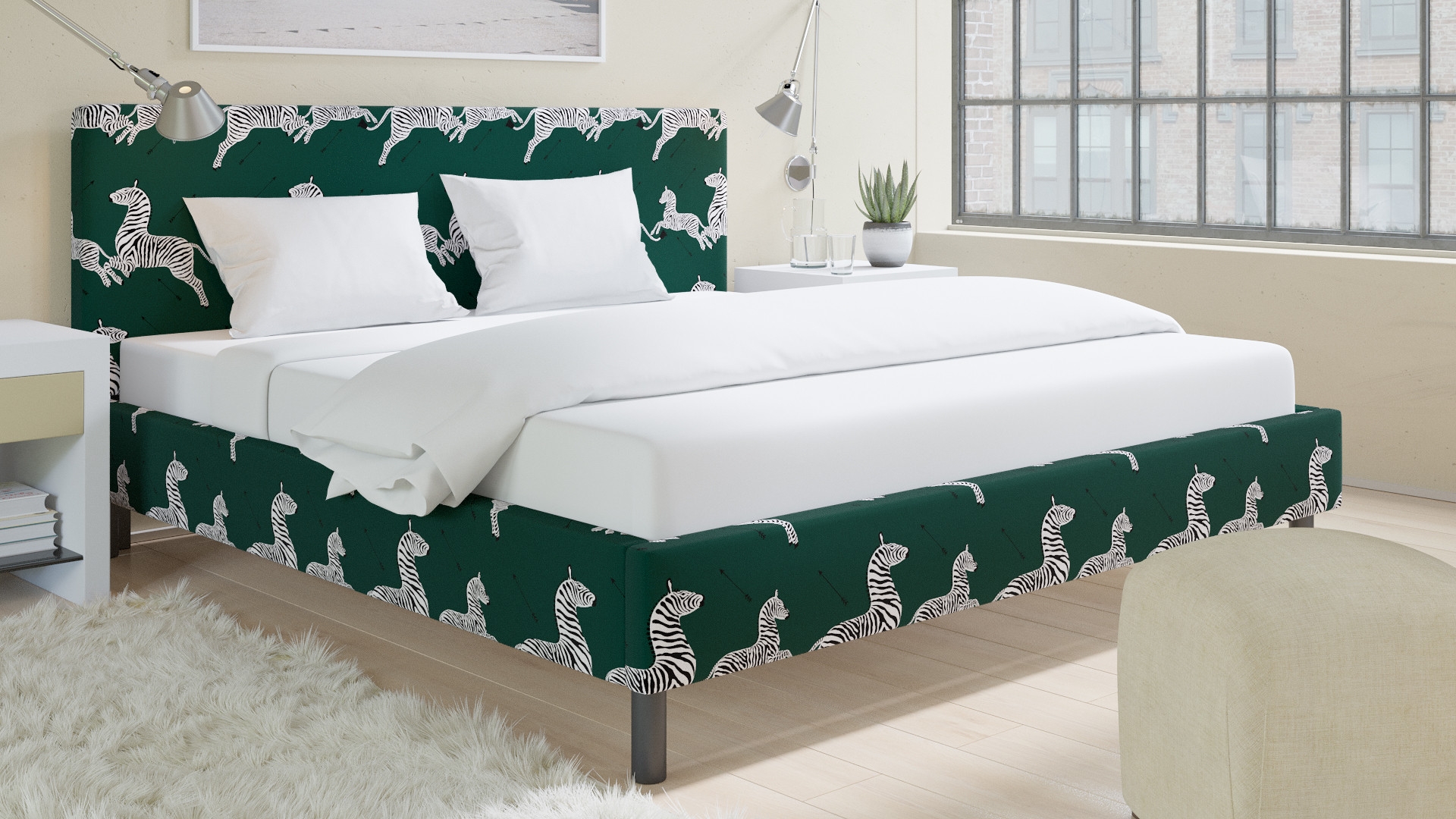 Tailored Platform Bed, Emerald Zebra, King - Image 2