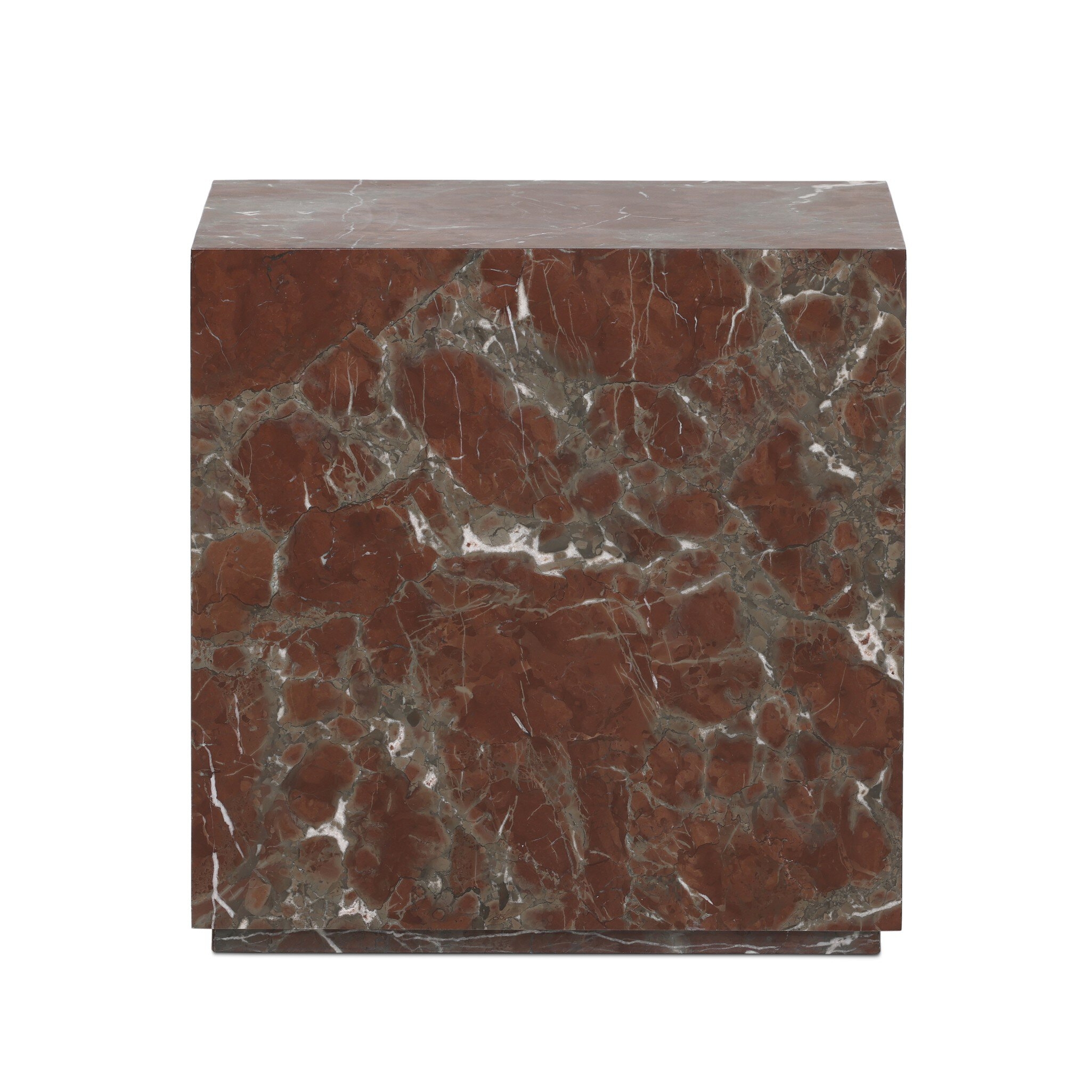 Modern Marble Plinth End Table - Smoke and Russet Marble - Image 2