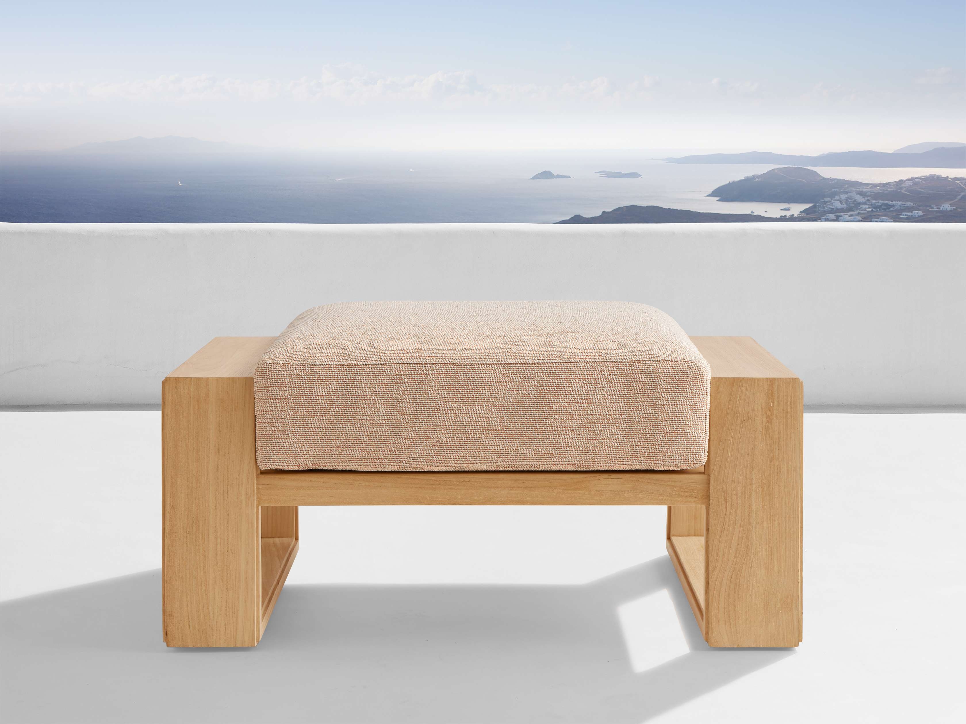 Canyon Outdoor Ottoman Teak in Natural  Dani Rosewood  - Image 0