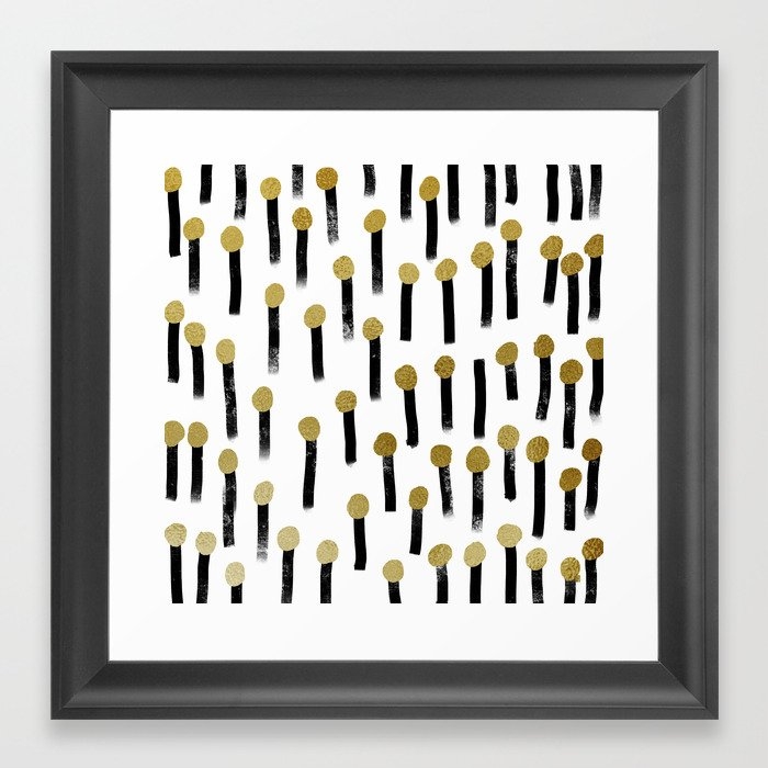 Light Matchsticks Minimalist Black And Gold Abstract Art Print Framed Art Print by Charlottewinter - Scoop Black - X-Small 10" x 10"-12x12 - Image 0