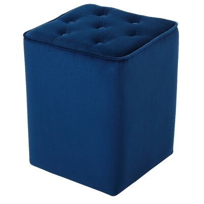 Mercer41 Tufted Navy Velvet Ottoman Foot Stool - Square - Soft Compact Padded Stool - Great For The Living Room, Bedroom And Kids Room - Upholstered Small Furniture - Image 0