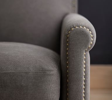 SoMa Roscoe Upholstered Armchair, Polyester Wrapped Cushions, Brushed Crossweave Navy - Image 2