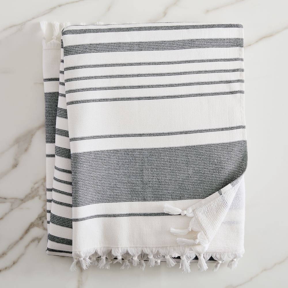 Turkish Stripe Bath Towel, Black - Image 0