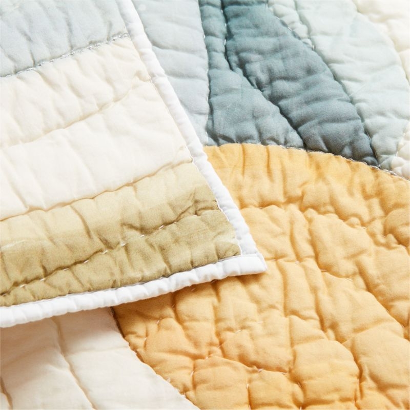 Cloud Embroidered Hand-Quilted Organic Cotton Baby Crib Quilt - Image 8