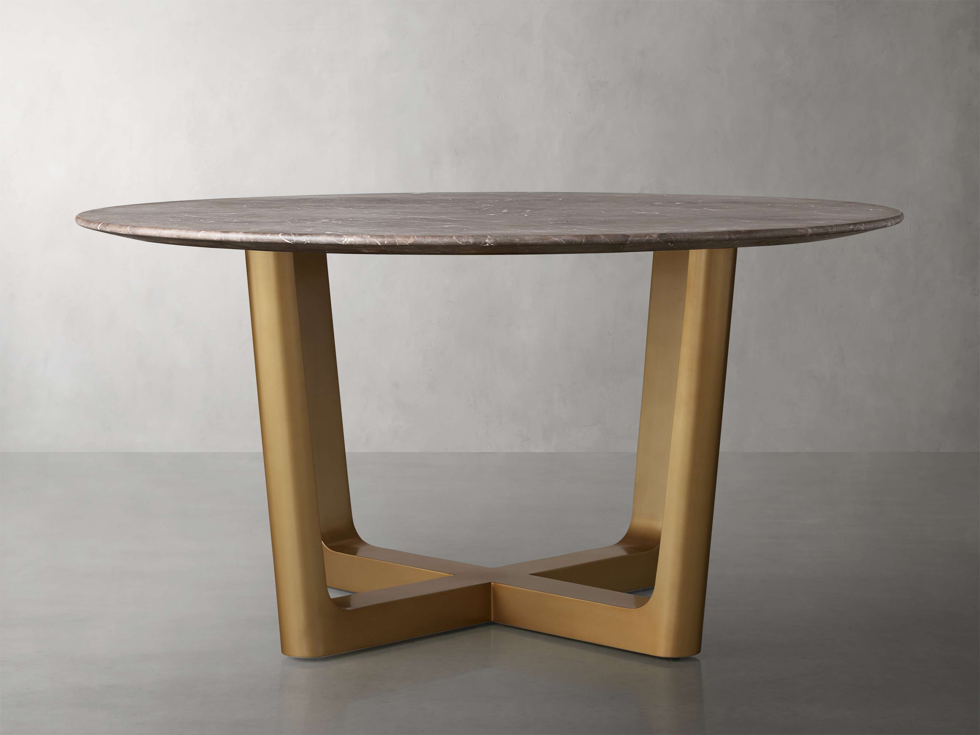 Saint Germain Round Dining Table with Rennes Base in Metal Stone Brown  Espresso/Antique Brass 60" - Image 0