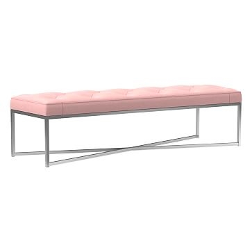 Maeve Rectangle Ottoman, Poly, Velvet, Pink, Stainless Steel - Image 0