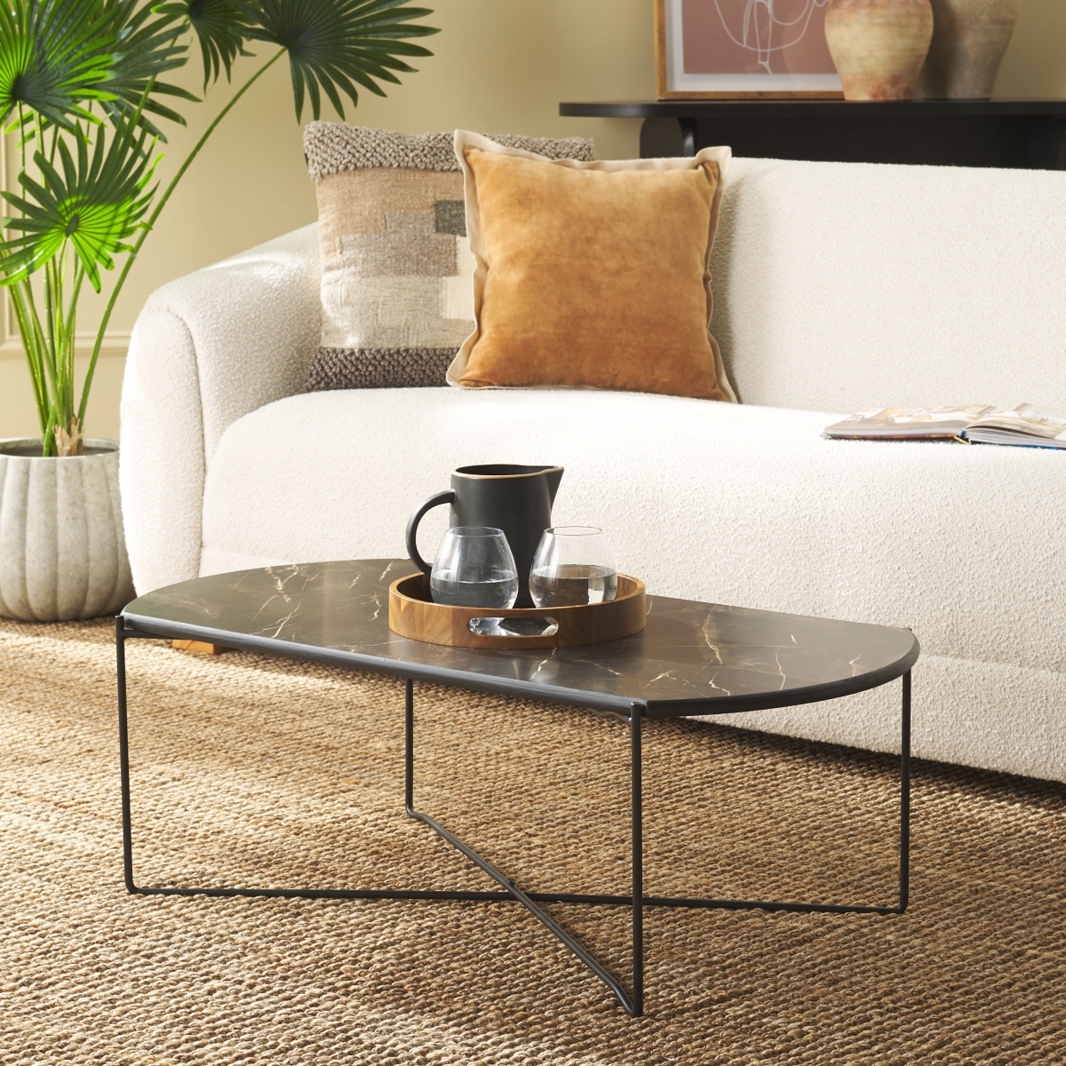 Vickie Coffee Table - Dark Sandstone / Black - Safavieh - Image 1