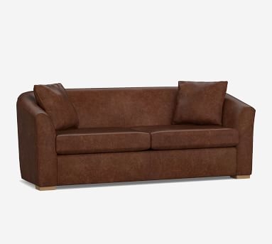 Bodega Leather Loveseat 70.5", Polyester Wrapped Cushions, Nubuck Graystone - Image 3