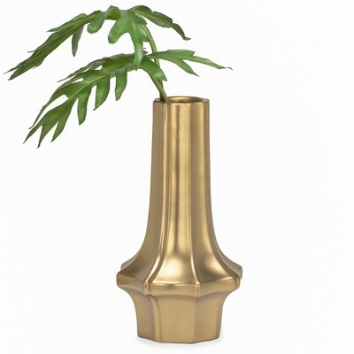 Broadus Gold Indoor / Outdoor Porcelain Table Vase - Image 0