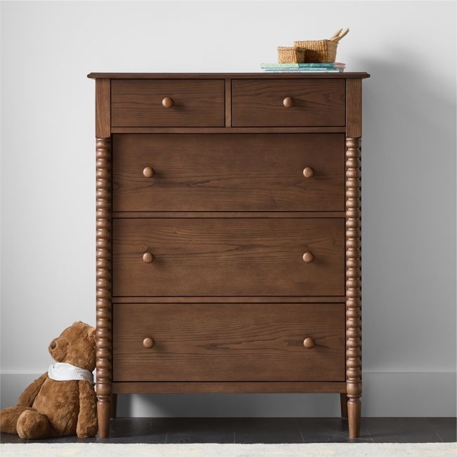 Jenny Lind Deep Brown Wood Tall 7-Drawer Kids Dresser - Image 0