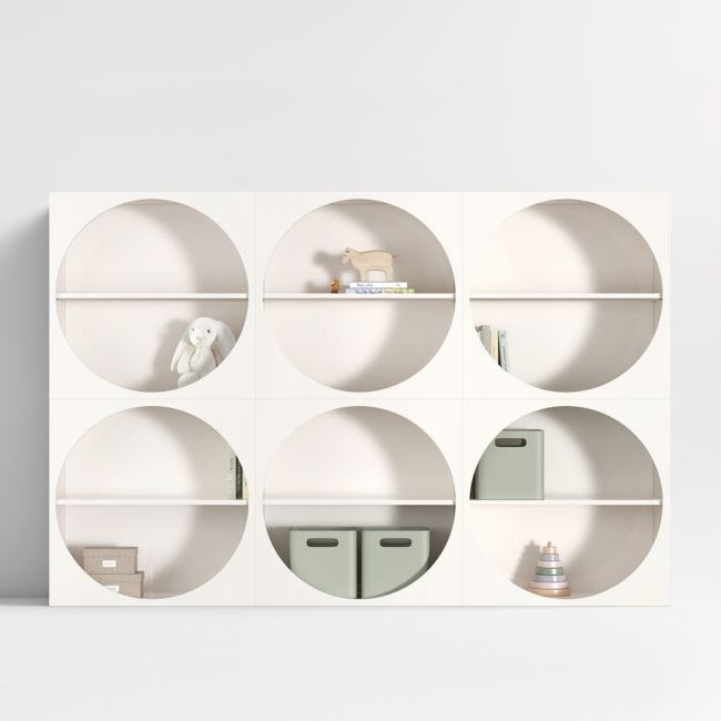 Twiggy Modular Glossy Ivory Kids Open Bookcases, Set of 6 - Image 0