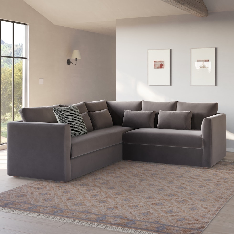Marina 92" Velvet Corner Sectional - Hale Warm Gray - Image 0