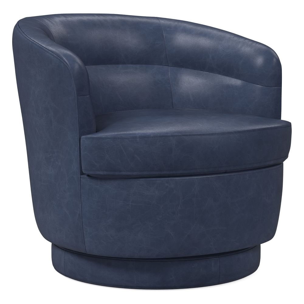 Viv Swivel Chair, Poly, Ludlow Leather, Navy, Concealed Support - Image 0