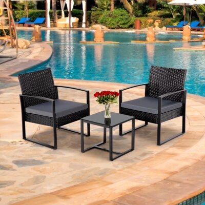 Hannakaisa 3 Piece Rattan Seating Group with Cushions - Image 0