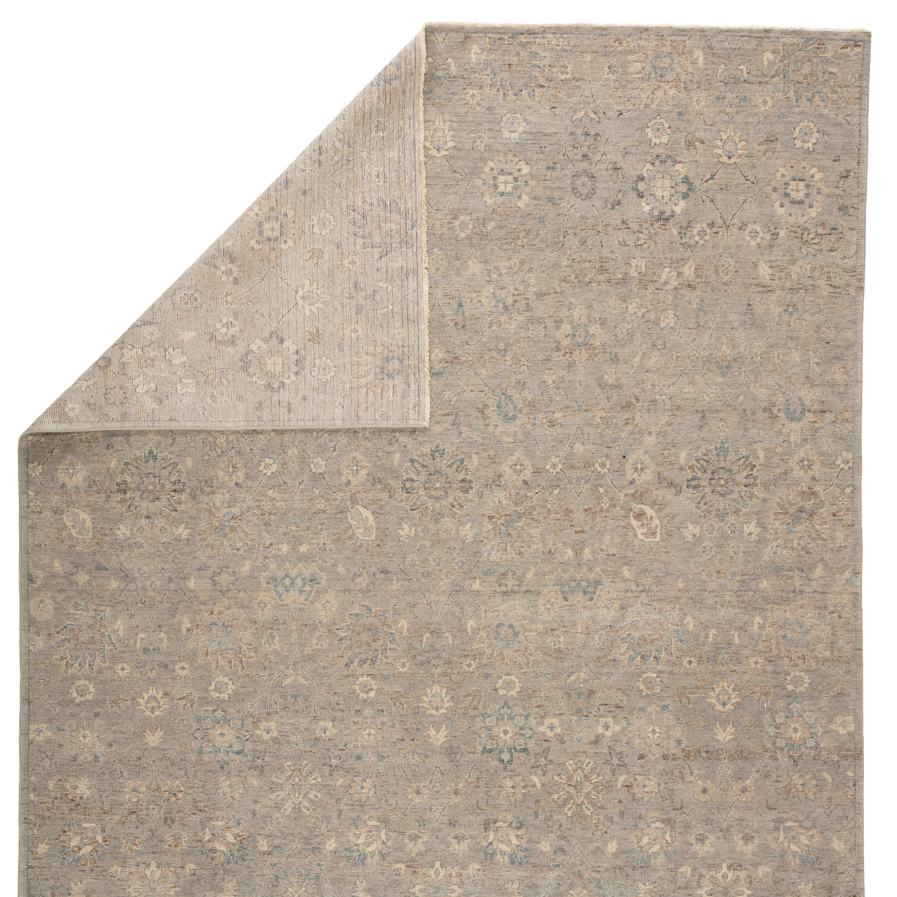Pembe Hand-Knotted Oriental Gray/ Blue Area Rug (10'X14') - Image 2