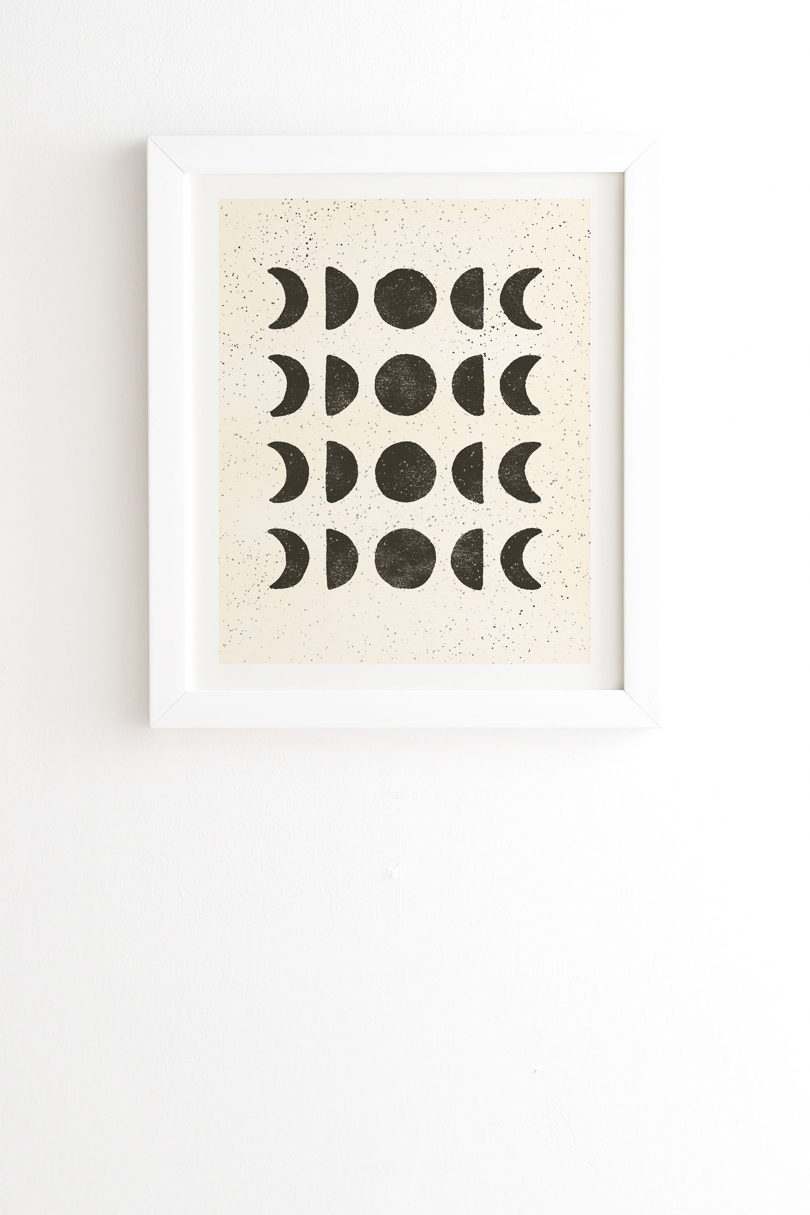 Moon Phases Black Cream by Pauline Stanley - Framed Wall Art Basic White 8" x 9.5" - Image 0