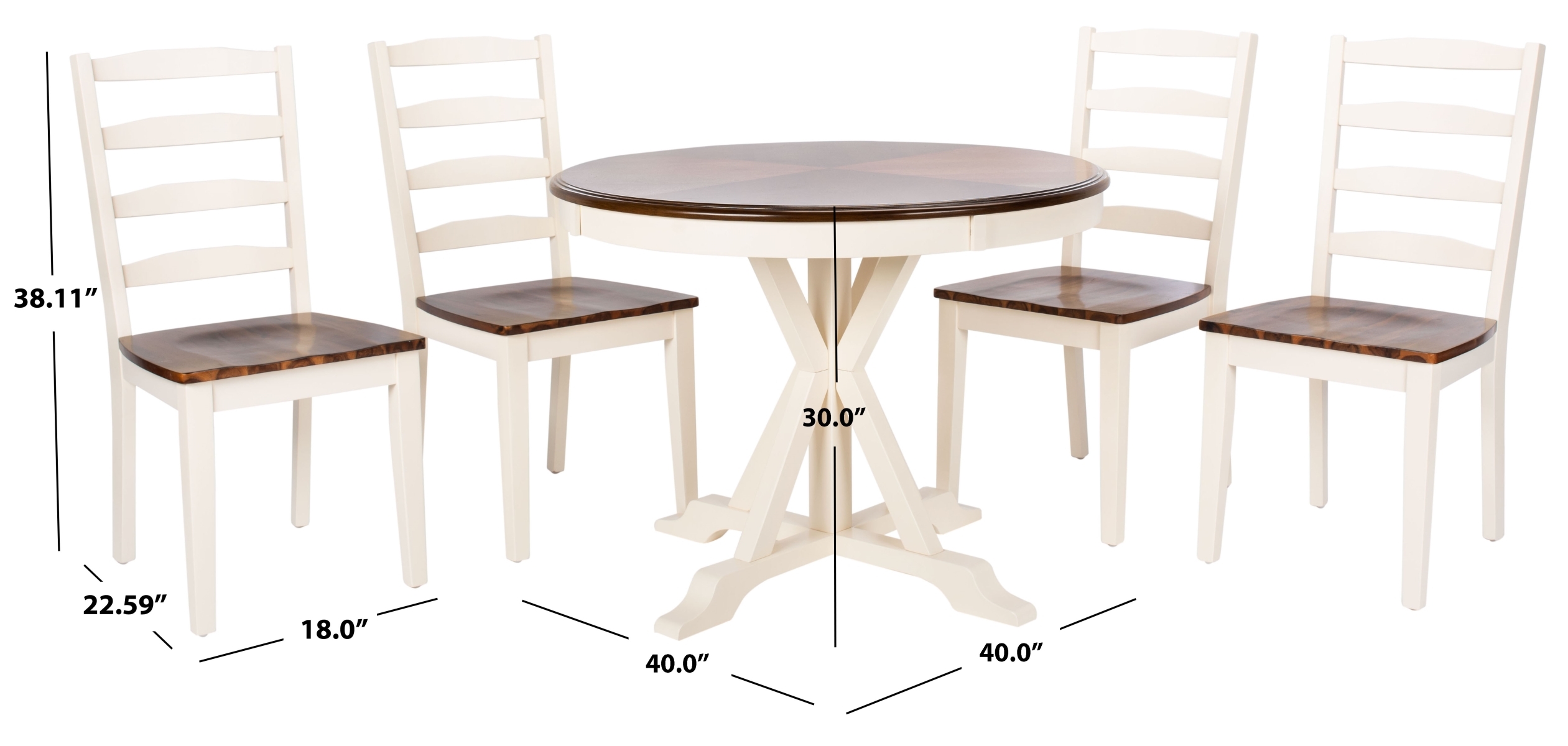 Shay 5 Piece Dining Set - White / Natural - Safavieh - Image 9