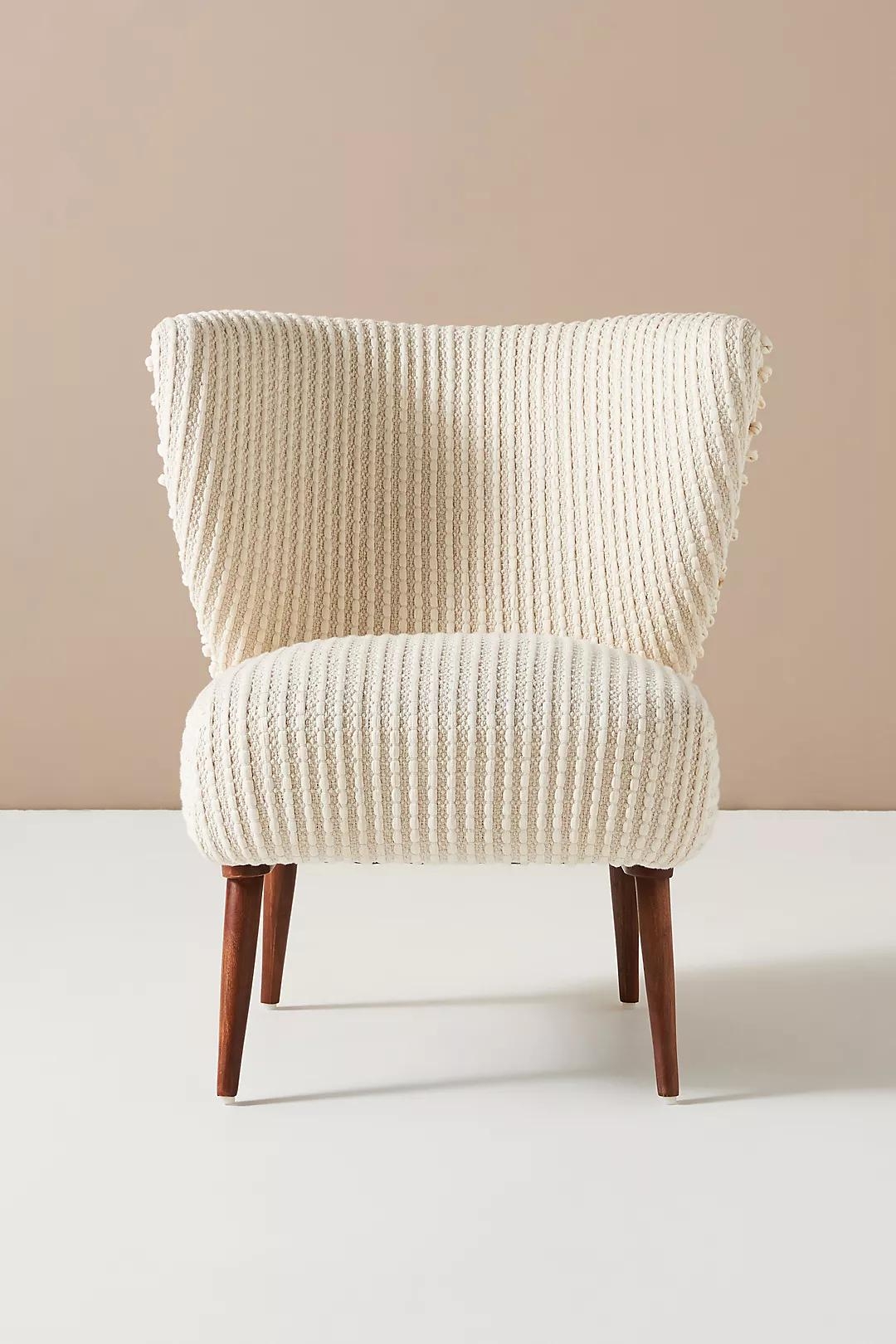 Chunky Woven Petite Accent Chair, Neutral - Image 0