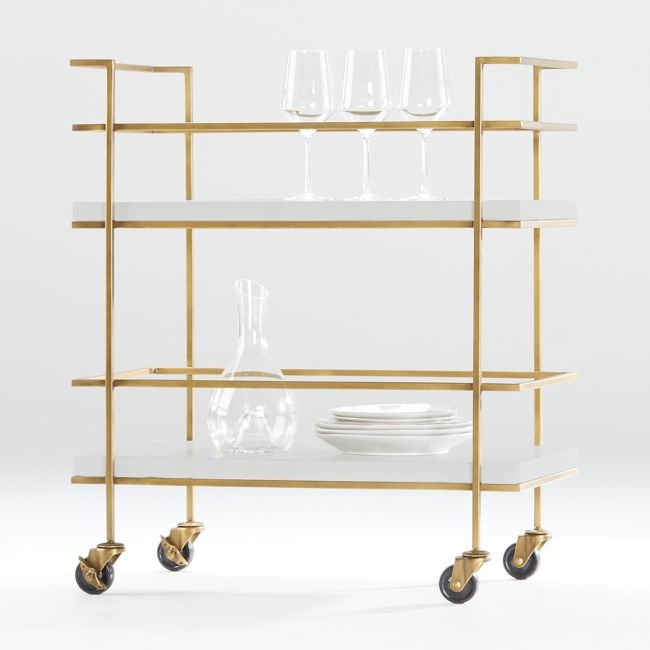 Adina Brass Cart with White Concrete Shelves - Image 0