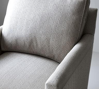 Tyler Square Arm Upholstered Swivel Armchair, Down Blend Wrapped Cushions, Performance Heathered Basketweave Dove - Image 1