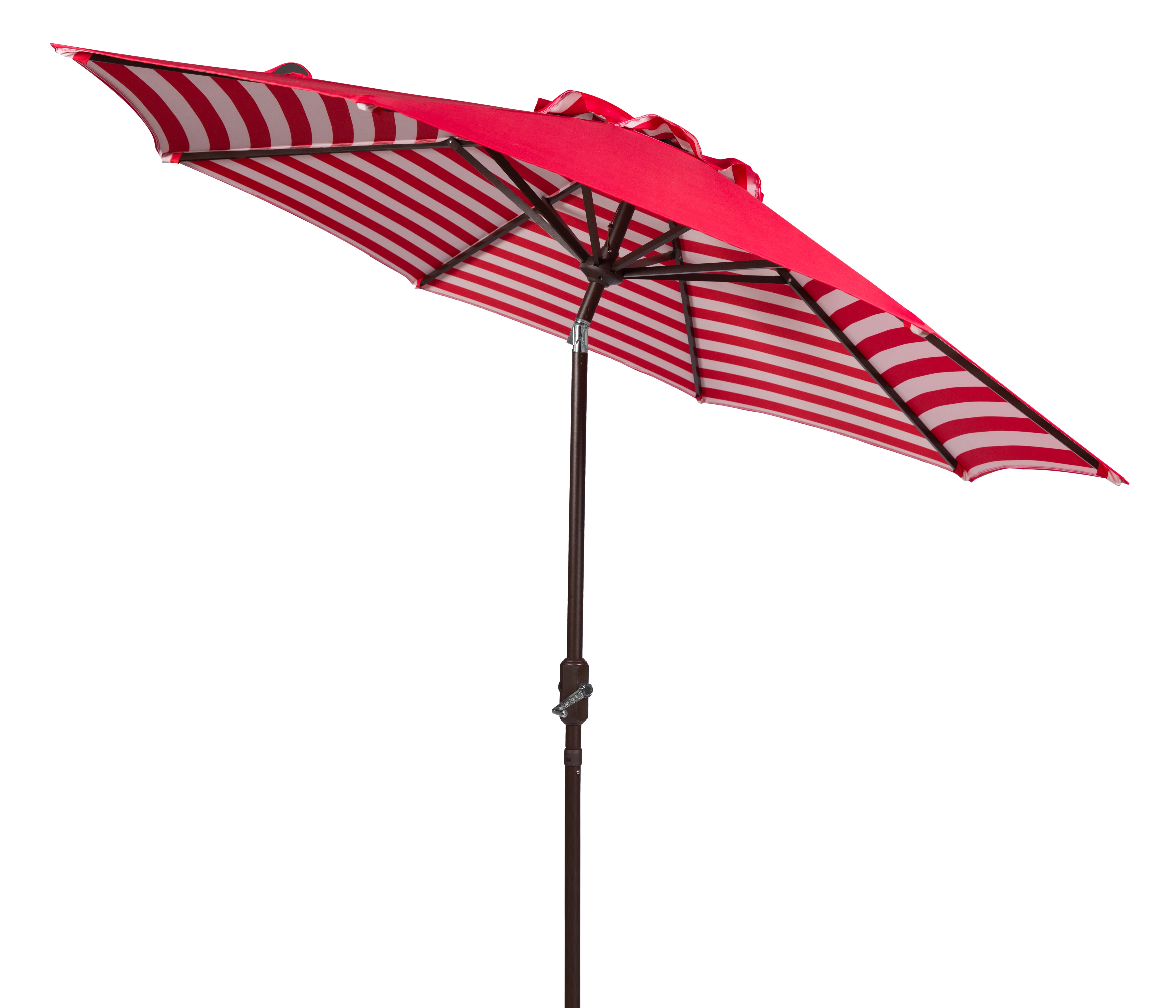 Athens Inside Out Striped 9Ft Crank Outdoor Auto Tilt Umbrella - Red/White - Safavieh - Image 1