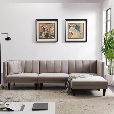 Nicci 106.7" Wide Velvet Reversible Sleeper Sofa & Chaise - Image 0