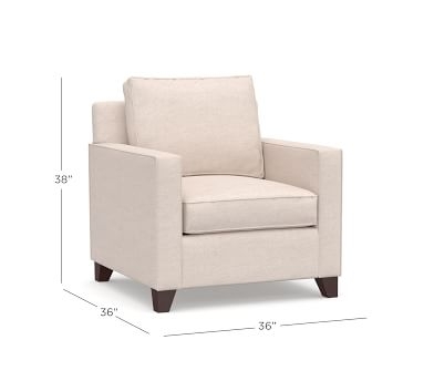Cameron Square Arm Upholstered Armchair, Polyester Wrapped Cushions, Park Weave Ivory - Image 3