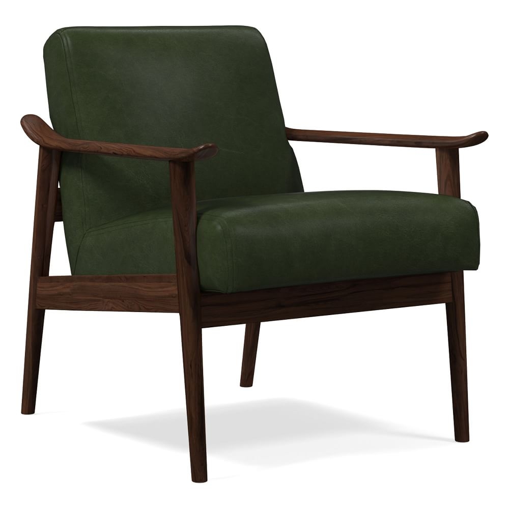 Midcentury Show Wood Chair, Poly, Saddle Leather, Banker, Espresso - Image 0