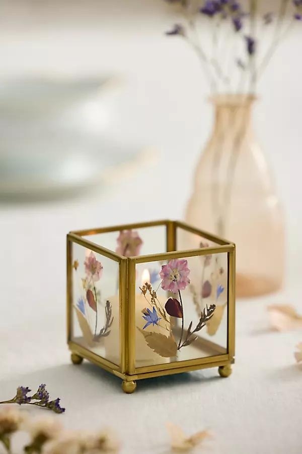 Pressed Floral Tea Light Holder - Image 0