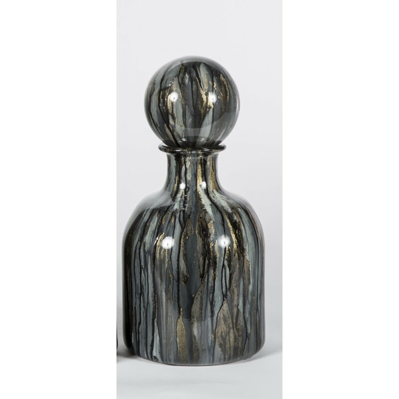 Prima Design Source Black/Gray/Gold Glass Decorative Bottle - Image 0