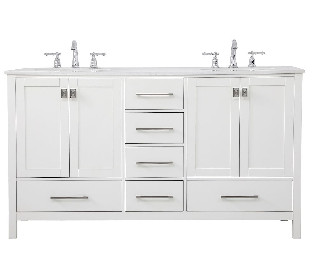 Riola 60" Double Sink Vanity, White - Image 0