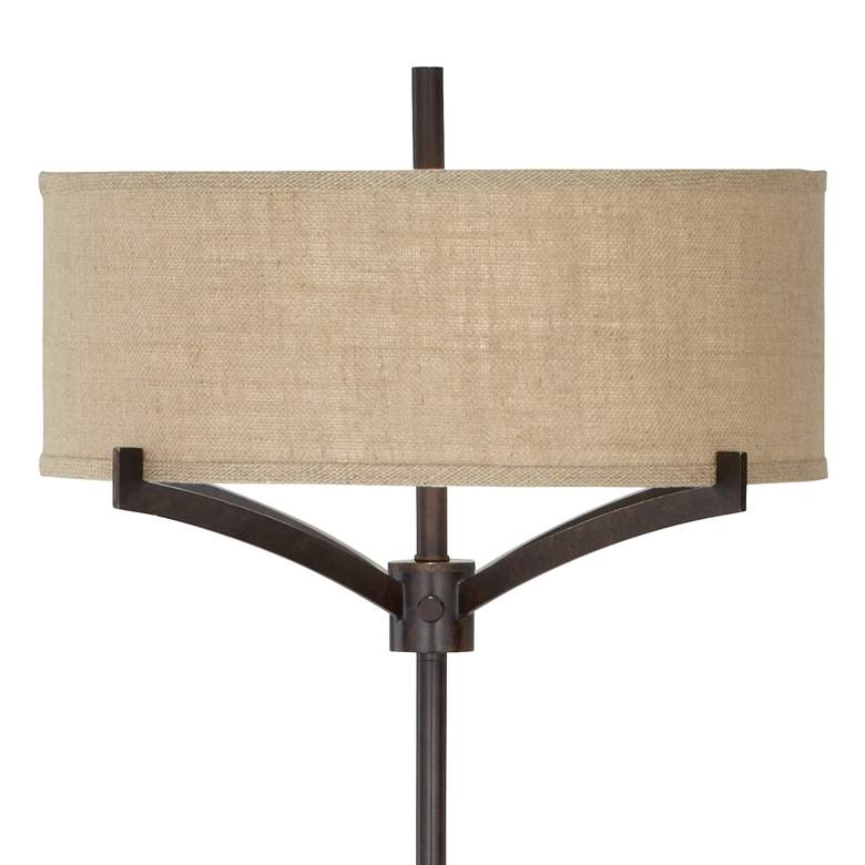 Franklin Iron Works Tremont 62" 2-Light Floor Lamp with Burlap Shade - Image 3