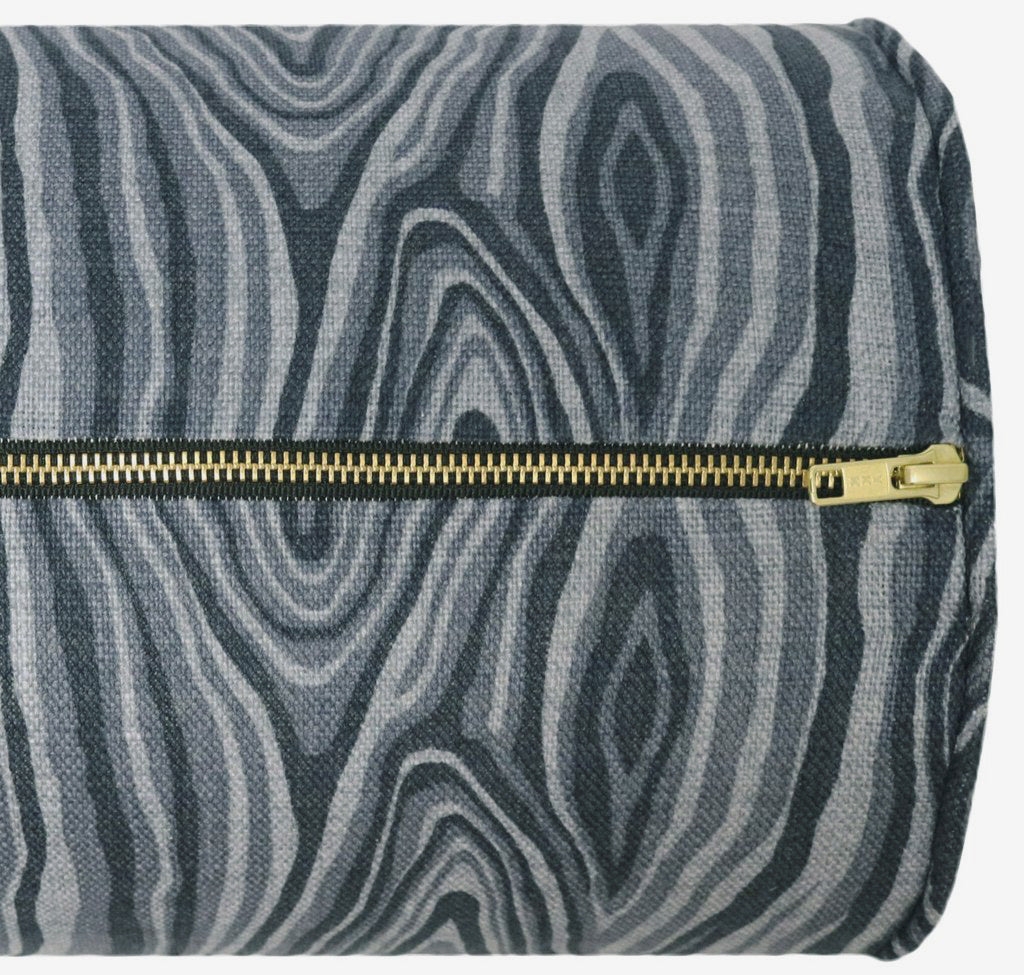 THE BOLSTER :: AGATE LINEN PRINT // PRUSSIAN BLUE - BY THE YARD - Image 3