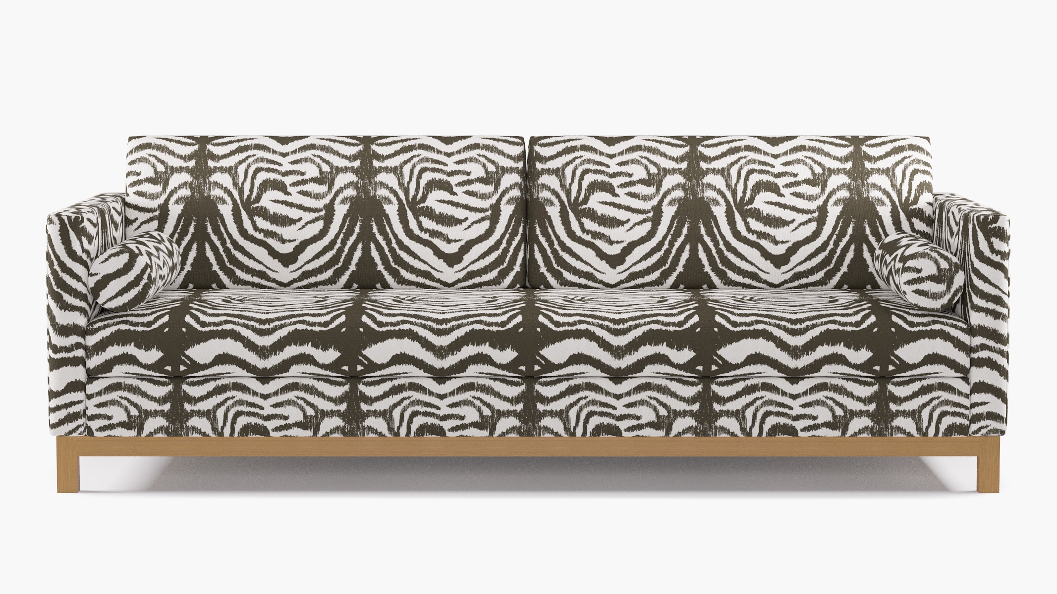 Tailored Tuxedo Sofa, Zebra, Natural Wood Rail - Image 0