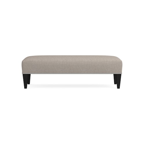 Fairfax Tapered Bench Untftd 61in, Standard Cushion, Perennials Performance Melange Weave, Light Sand, Polished Nickel - Image 0