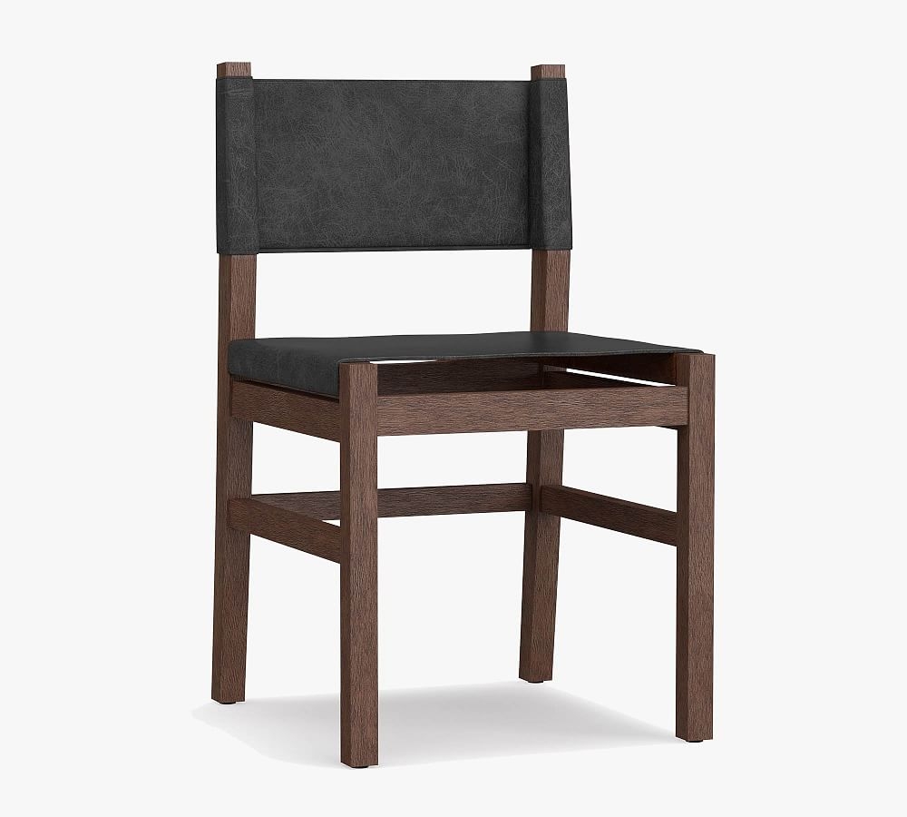 Segura Leather Dining Side Chair, Coffee Bean Frame, Black - Image 0