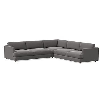 Haven Sectional Set 07: XL Left Arm Sofa, Corner, Right Arm Sofa, Poly, Marled Microfiber, Heather Gray - Image 0