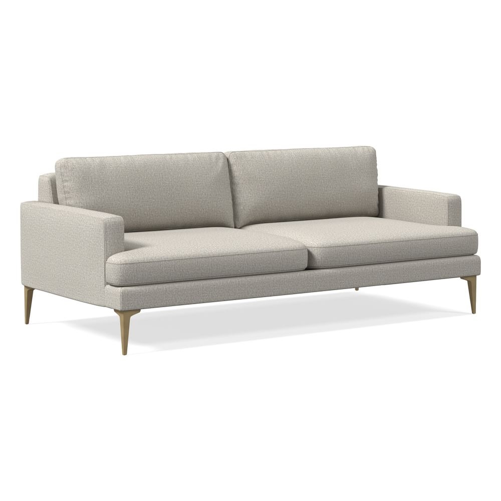 Andes 86" Multi-Seat Sofa, Standard Depth, Twill, Dove, Brass - Image 0