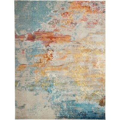 Talmo Abstract Blue/Yellow/Ivory Area Rug - Image 0