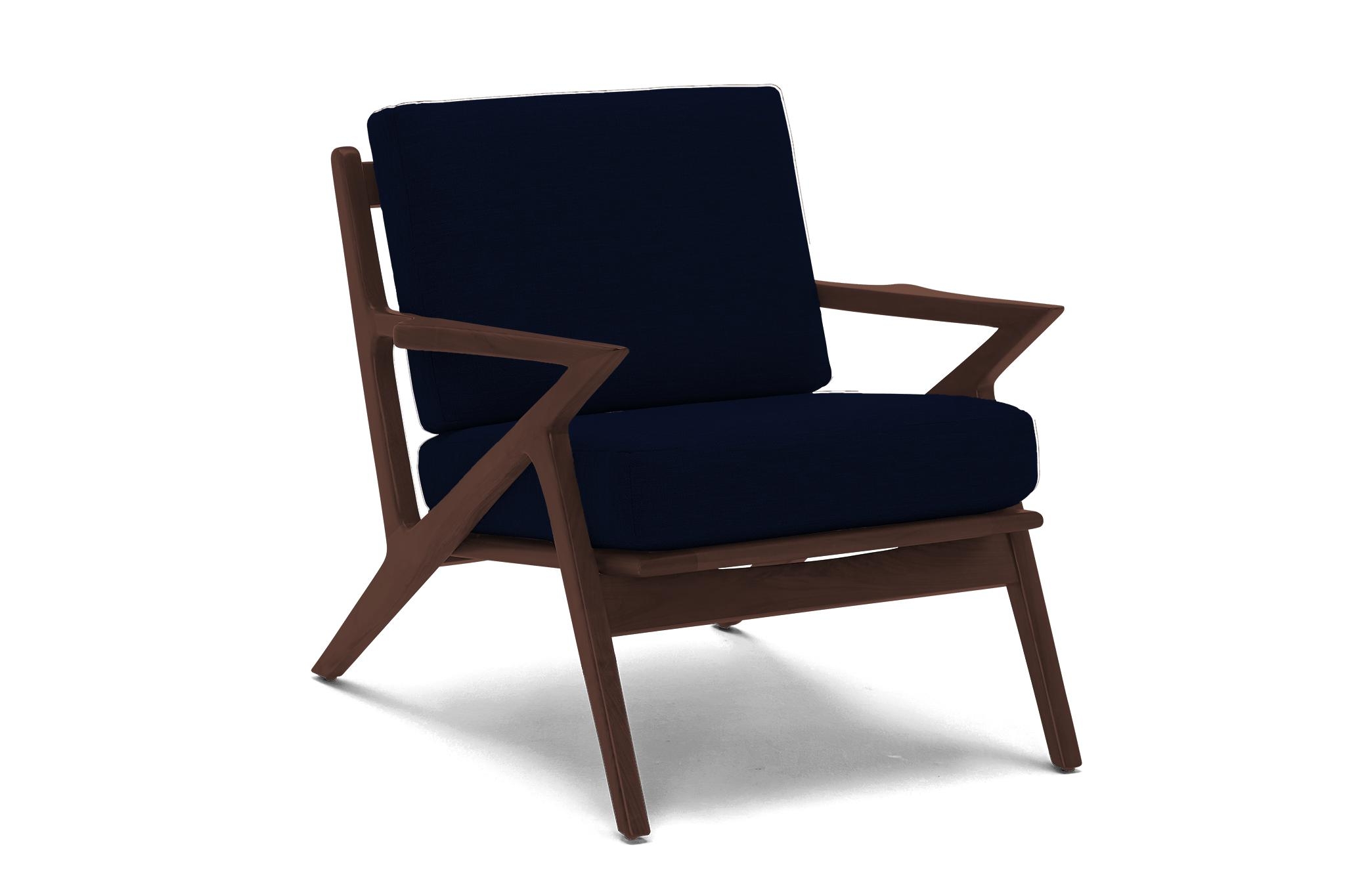 Blue Soto Mid Century Modern Apartment Chair - Royale Cobalt - Walnut - Image 1