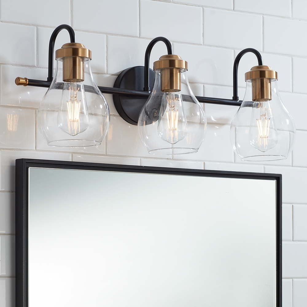 Possini Euro Brade 22 3/4"W Black Gold 3-Light Bath Light - Image 0