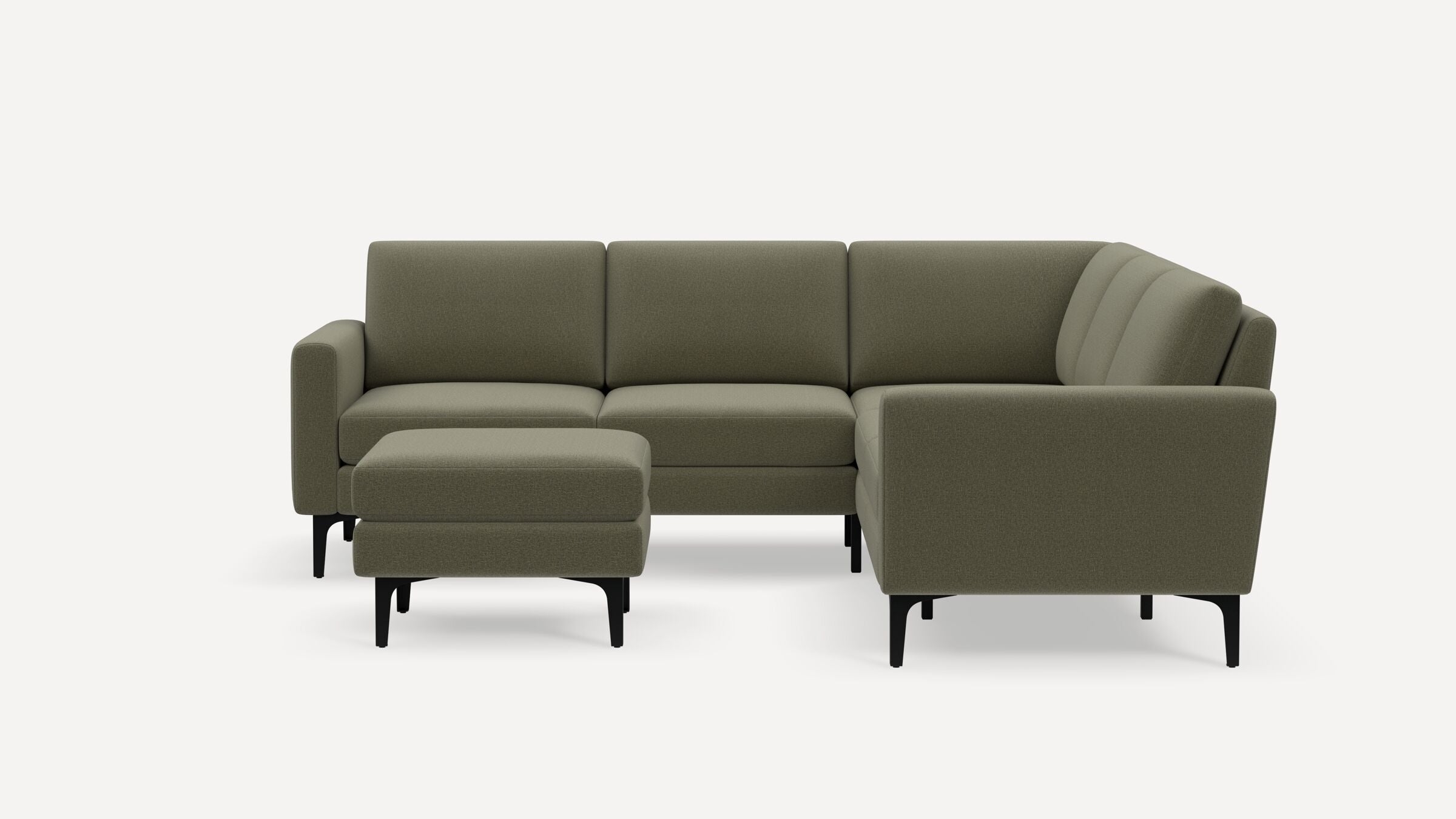 Nomad 5-Seat Corner Sectional with Ottoman - Moss Green - Performance Flatweave / Black - Metal / Block - Image 0