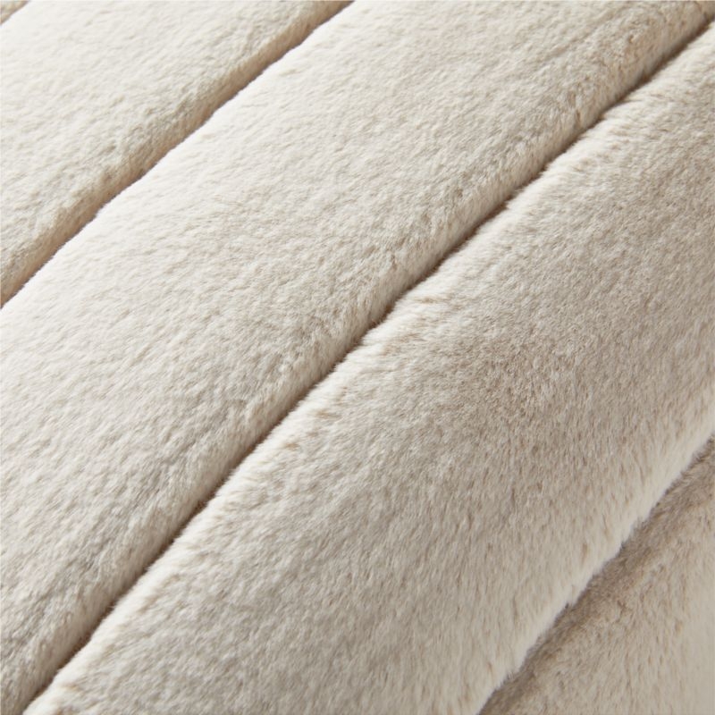 Channel Off-White Faux Fur Throw Pillow Cover 23"x23" - Image 1