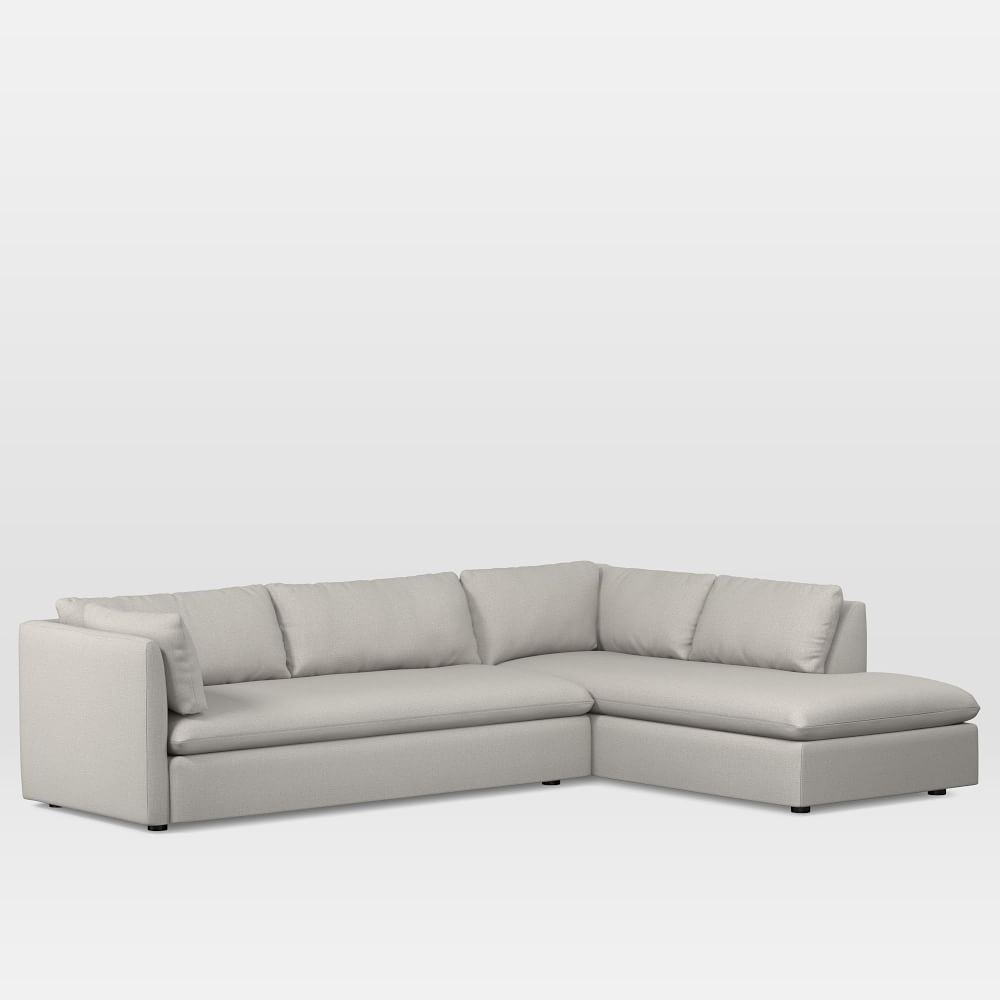 Shelter 106" Right 2-Piece Bumper Chaise Sectional, Yarn Dyed Linen Weave, Frost Gray - Image 0