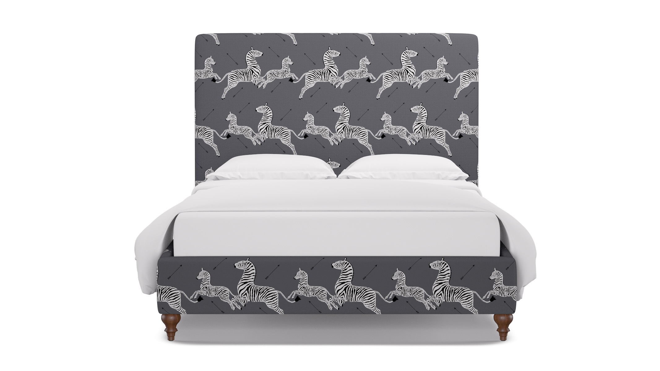 Classic Bed, Slate Zebra, Walnut Traditional Turned Leg, Queen - Image 0