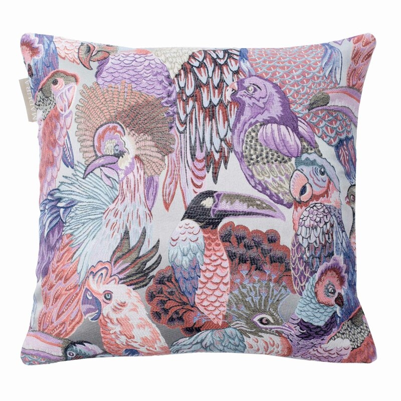 Madura Jungle Birds Animal Print 15.75" Throw Pillow Cover Color: Violet, Size: 15.7" x 15.7" - Image 0