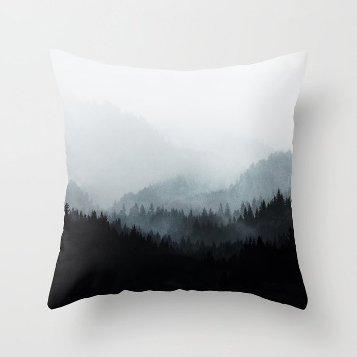 Woods 5y Bw Throw Pillow by Mareike BaPhmer - Cover (16" x 16") With Pillow Insert - Outdoor Pillow - Image 0