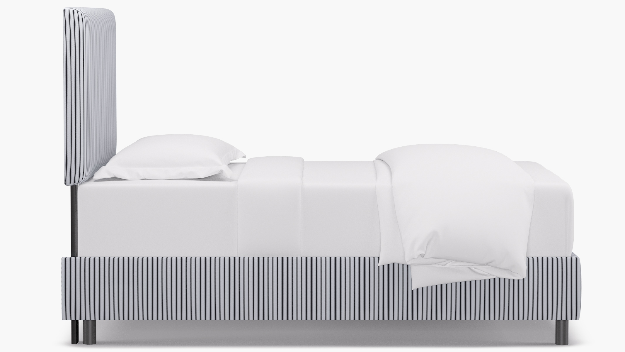 Square Back Bed, Black Classic Ticking Stripe, Twin - Image 2